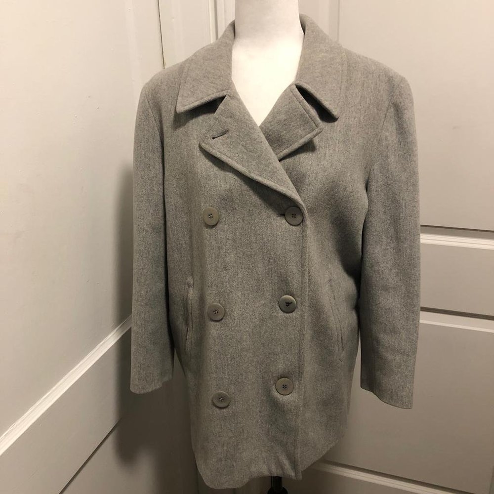L.L Bean Wool Mix Double Breast Winter Pea Coat Size 12